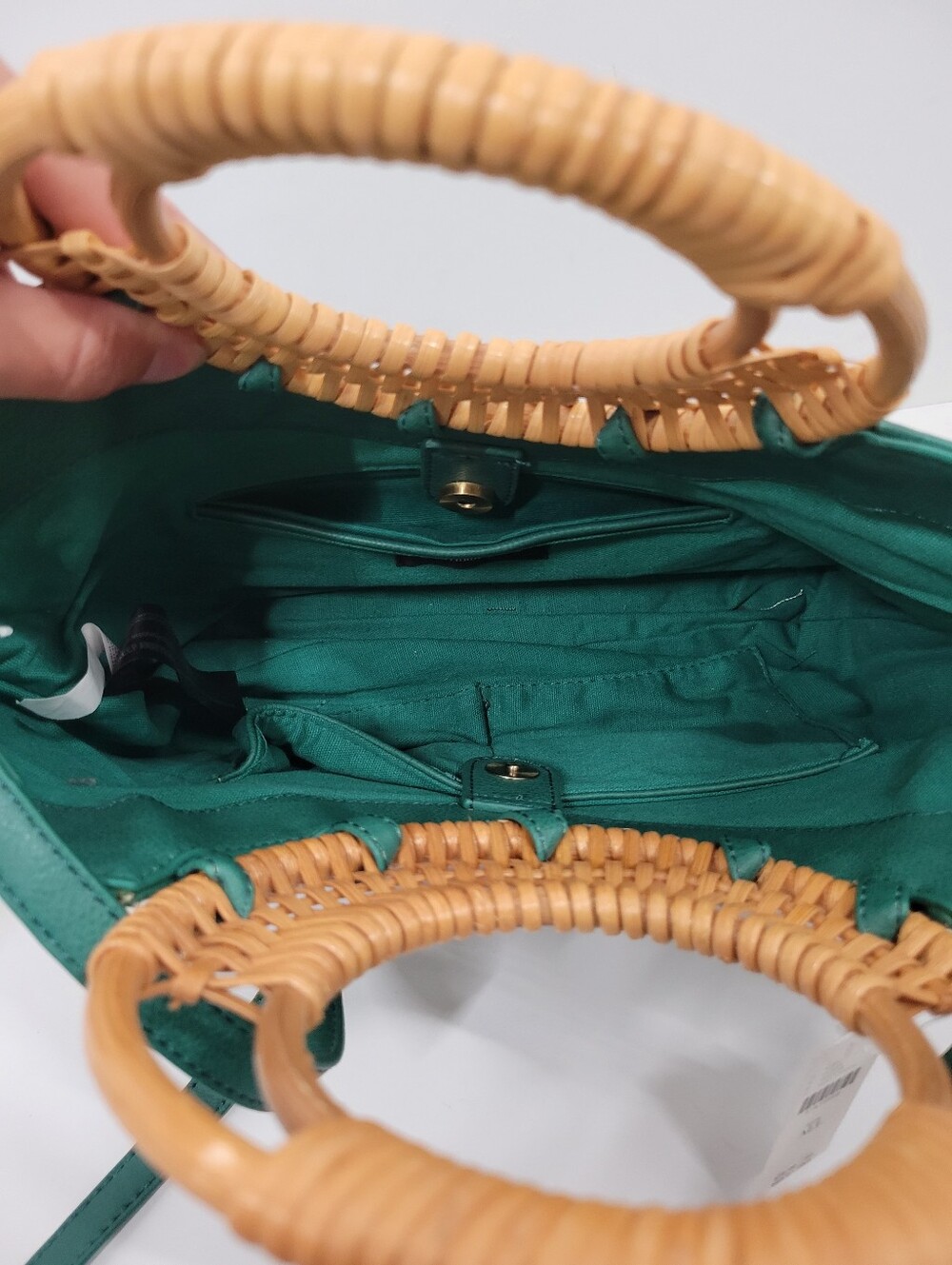 Anthropologie Marianne Green Faux Leather Bamboo Handle Crossbody Purse Bag NWT* - Picture 5 of 7
